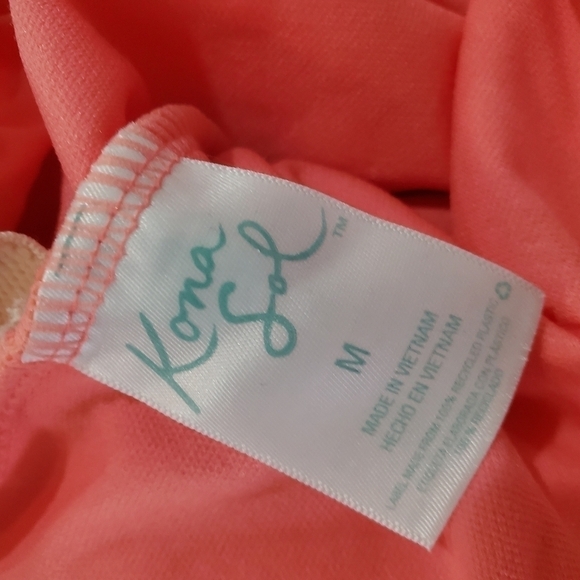 New Kona Sol Peach V-neck One Piece High Back Adjustable Straps Swimsuit Medium - Picture 10 of 11